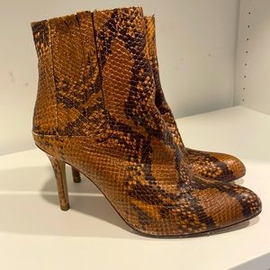 Zara faux snakeskin Brown leather ankle boots size 39